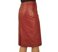 Ashwood Lambskin Real Leather Pencil Skirt (Below Knee, Length 23in), Cherry Red, UK18, Waist 36in