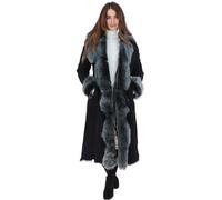 Ashwood Leather 'alaska' Long Length Toscana Suede Leather Coat In Black Black