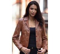 Ashwood Leather 'angel' Real Leather Three Button Blazer In Tan Tan