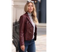 Ashwood Leather 'angelica' Real Leather Two Button Blazer In Burgundy Burgundy