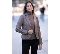 Ashwood Leather 'angelica' Real Leather Two Button Blazer In Taupe Taupe 24