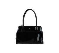 Ashwood Leather 'borsa Verniciata' Three Section Shoulder Bag In Jet Black Jet Black One Size