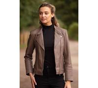 Ashwood Leather 'casey' Real Leather Biker Jacket In Taupe Taupe