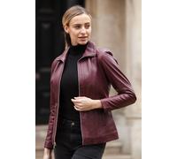Ashwood Leather Casual Leather Jacket With Classic Collar In Burgundy Burgundy
