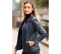 Ashwood Leather Casual Leather Jacket With Classic Collar In Navy Navy
