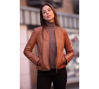Ashwood Leather 'chambery' Collarless Real Leather Jacket In Tan Tan