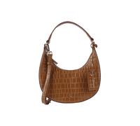 Ashwood Leather 'chic' Croc Embossed Leather Medium Saddle Shoulder Bag In Tan Tan One Size