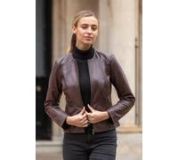 Ashwood Leather 'corina' Collarless Casual Leather Jacket In Brown Brown 10