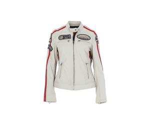 Ashwood Leather 'corsa' Real Leather Vintage Wash Racing Patch Details Jacket In Beige Beige 14