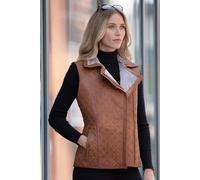 Ashwood Leather 'cumbria' Fitted Leather Gilet With Faux Fur Collar In Tan Tan