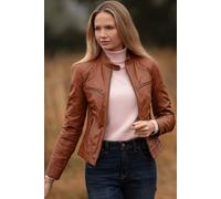 Ashwood Leather 'donna Milano' Real Leather Fashion Biker Style Jacket In Tan Tan