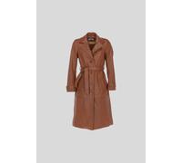 Ashwood Leather Elegant Longline Genuine Leather Trench Coat With Waist Tie In Tan Tan