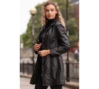 Ashwood Leather 'emilia' Stylish Real Leather Thigh Length Jacket In Black Black 16