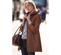 Ashwood Leather 'emilia' Stylish Real Leather Thigh Length Jacket In Tan Tan 24