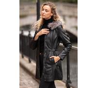 Ashwood Leather 'emilia' Stylish Real Leather Thigh Length Jacket In True Black True Black