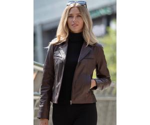 Ashwood Leather 'eva' Leather Biker Style Jacket Women Coat In Brown Brown