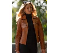 Ashwood Leather 'eva' Leather Biker Style Jacket Women Coat In Tan Tan