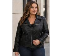 Ashwood Leather 'eva' Plus Size Leather Biker Style Jacket Women Coat In Black Black