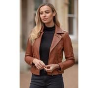 Ashwood Leather 'fia' Real Leather Biker Jacket Women Coat In Tan Tan 16