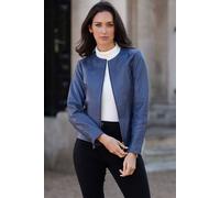 Ashwood Leather 'francesca' Collarless Real Leather Fashion Jacket In Blue Blue 8