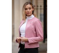 Ashwood Leather 'francesca' Collarless Real Leather Fashion Jacket In Pink Pink 12
