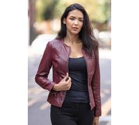 Ashwood Leather 'francesca' Collarless Real Leather Fashion Jacket In Wine Wine 22