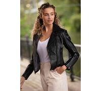 Ashwood Leather Genuine Leather Biker Jacket With Zippered Pockets In Black Black