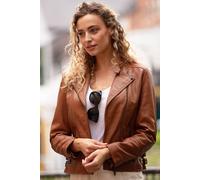 Ashwood Leather 'giada' Leather Fashion Biker Jacket In Tan Tan