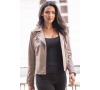 Ashwood Leather 'giulia' Ladies Veg Tanned Leather Biker Jacket In Beige Beige 14