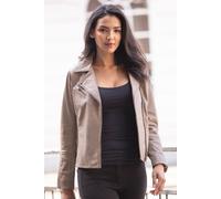 Ashwood Leather 'giulia' Ladies Veg Tanned Leather Biker Jacket In Beige Beige