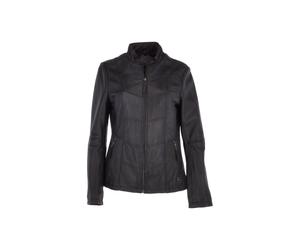 Ashwood Leather 'isla' Real Leather Mandarin Collared Jacket In Black Black