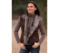 Ashwood Leather 'kashmina' Reversible Toscana Real Sheepskin Suede Leather Gilet In Brown Brown 8