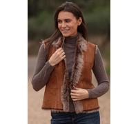 Ashwood Leather 'kashmina' Reversible Toscana Real Sheepskin Suede Leather Gilet In Tan Tan