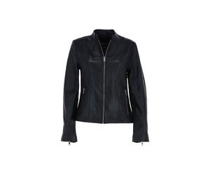 Ashwood Leather 'kate' Real Leather Mandarin Collar Biker Jacket In Black Black