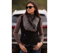 Ashwood Leather 'kimi' Toscana Suede Leather Biker Gilet In Black Black
