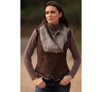 Ashwood Leather 'kimi' Toscana Suede Leather Biker Gilet In Brown Brown