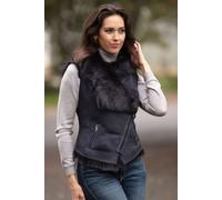 Ashwood Leather 'kimi' Toscana Suede Leather Biker Gilet In Dark Navy Dark Navy