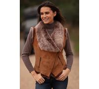 Ashwood Leather 'kimi' Toscana Suede Leather Biker Gilet In Tan Tan