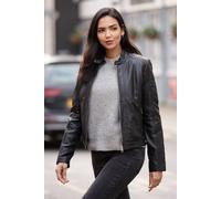 Ashwood Leather 'kore' Real Leather Biker Jacket In Black Black