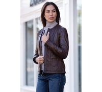 Ashwood Leather 'liona' Collarless Leather Jacket In Brown Brown