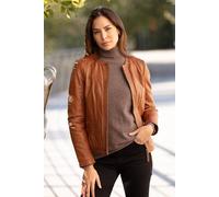 Ashwood Leather 'liona' Collarless Leather Jacket In Tan Tan