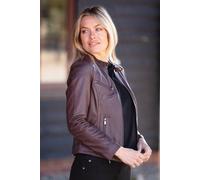 Ashwood Leather 'lolita' Real Leather Mandarin Collar Biker Jacket In Maroon Maroon