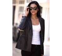 Ashwood Leather 'lucia' Real Leather Fashion Single Breasted Blazer In Black Black