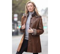 Ashwood Leather 'lynette' Sheepskin Duffle Coat In Brown Brown