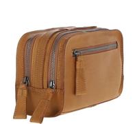 Ashwood Leather Men’s Waxy Leather Washbag with top Handle, Genuine Leather Toiletry Bag with Dual Compartments & Carry Handle: W-77 (Cognac)
