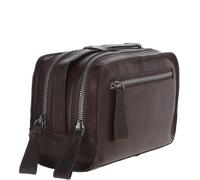 Ashwood Leather Men’s Waxy Leather Washbag with top Handle, Genuine Leather Toiletry Bag with Dual Compartments & Carry Handle: W-77 (Brown)