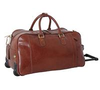 Ashwood Leather Mens Chelsea Veg Tan Albert Wheeled Travel Holdall - Chestnut