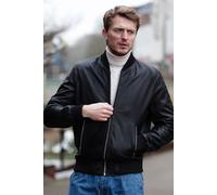 Real Leather Bomber Jacket Ashwood Leather Black XL