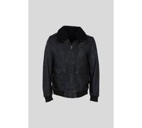 Ashwood Leather Men's 'Pilot' Genuine Leather Bomber Jacket with Removable Fur Collar in Jet Black | Size: Small Ashwood Leather Jet Black S