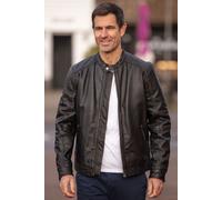 Ashwood Leather Men's Real Leather Mandarin Collar Biker Jacket in Black | Size: 2XL Ashwood Leather Black 2XL